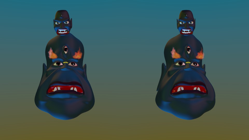 a convergent stereoscopic image of Bhairav